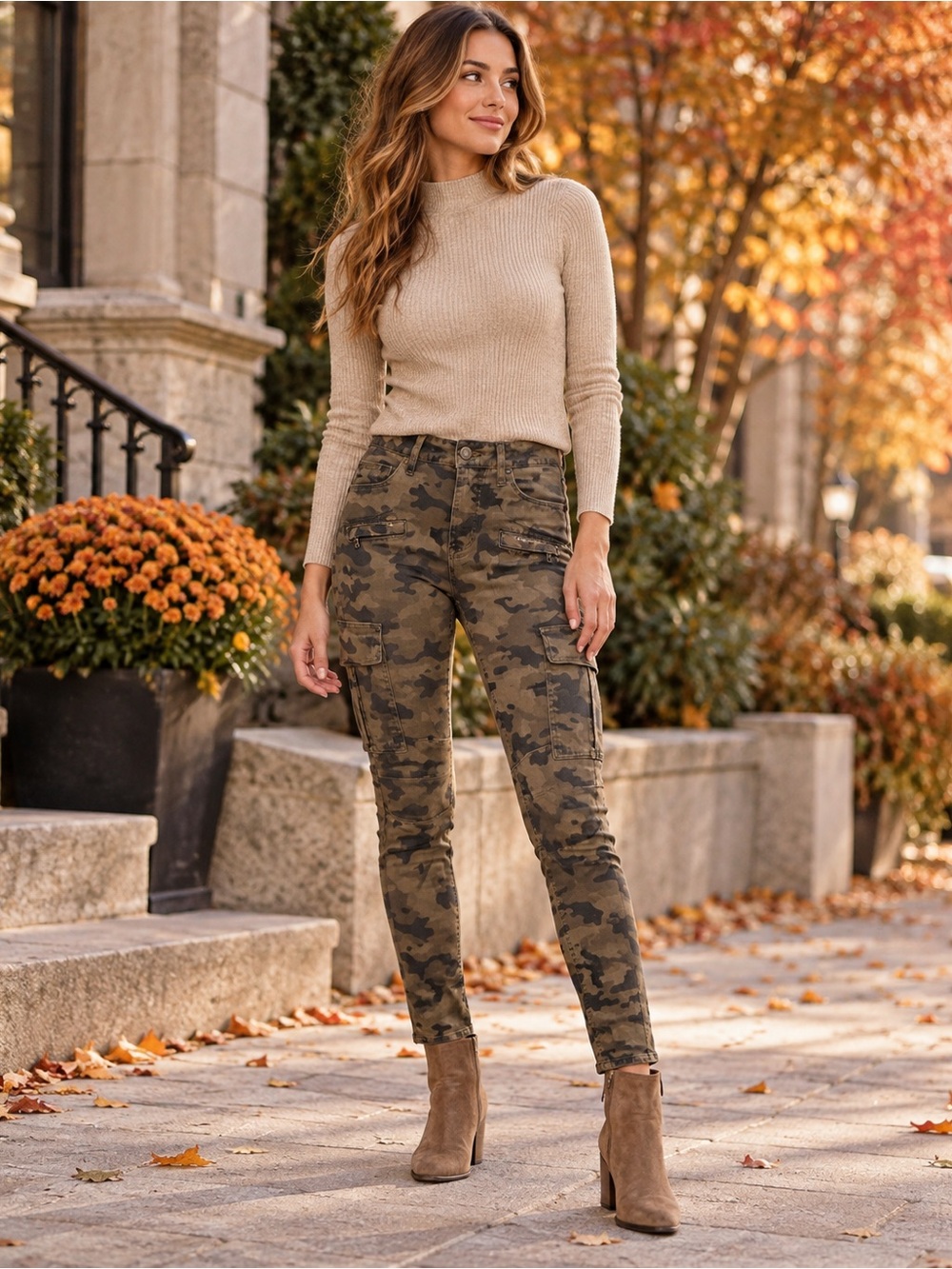 Hudson Size 27 Camo Cargo Utility Skinny Jeans Zip Pocket Olive